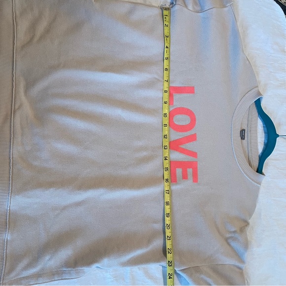 Aerie Tan and Pink “LOVE” Oversized Crewneck Sweatshirt - Picture 5 of 6